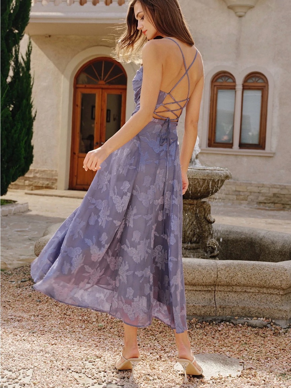 RIHOAS Lavender Lace Maxi Dress with Spaghetti Straps - Picture 2 of 7